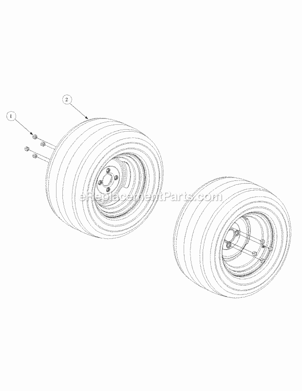 Wheel Assembly Diagram and Parts List for M60-KW 53BH5D8X750 Cub Cadet Sprayer